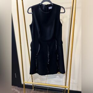 Red Valentino Sleeveless Black Mini Dress With Silk Ruffle Accents